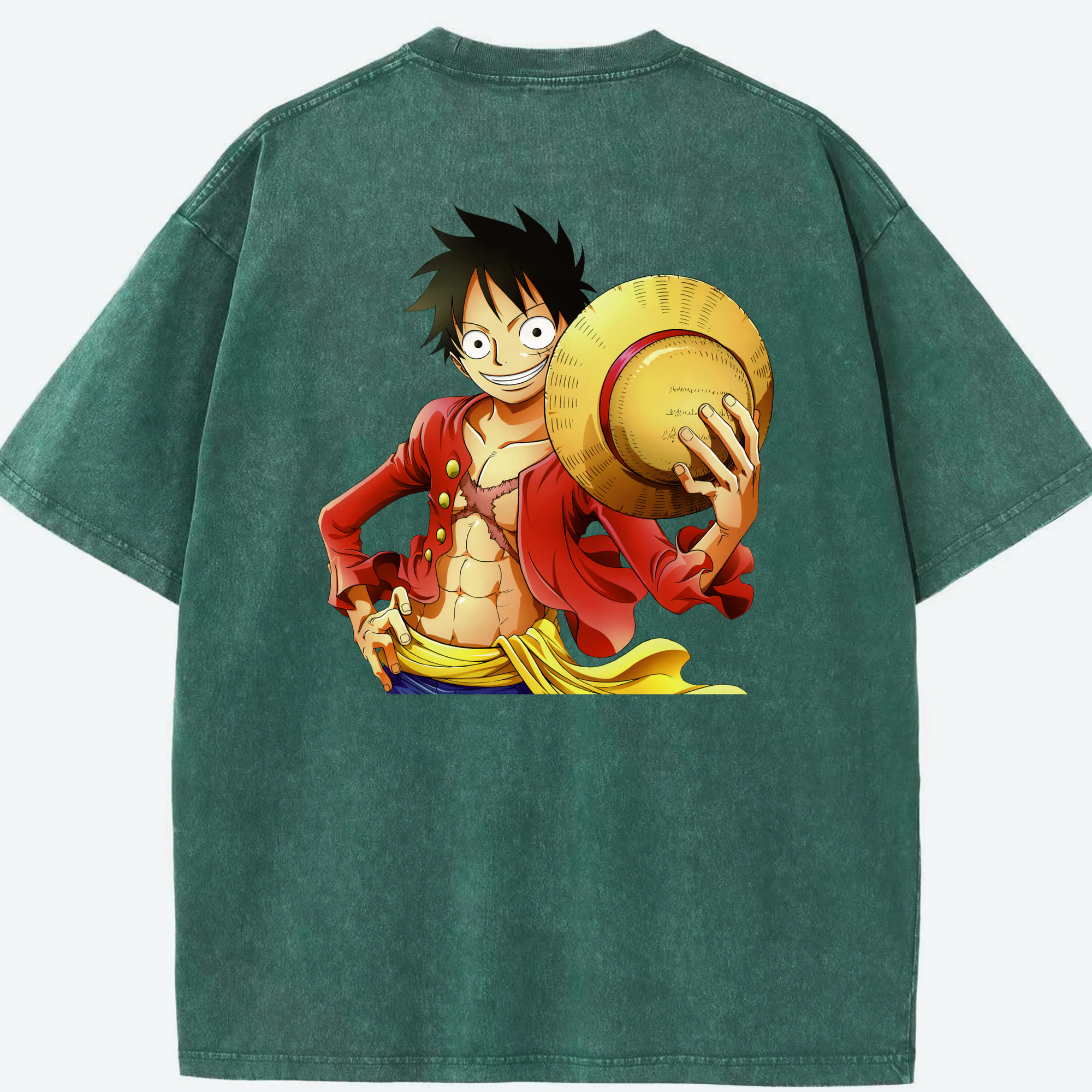 ワンピース モンキー・D・ルフィ ONE PIECE Monkey D. Luffy 綿100% ヴィンテージ風 半袖Tシャツ（背面プリント）